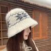 Warm Knitted Bucket Hats Autumn Winter Fisherman Cap Fashion Basin Cap  for Women