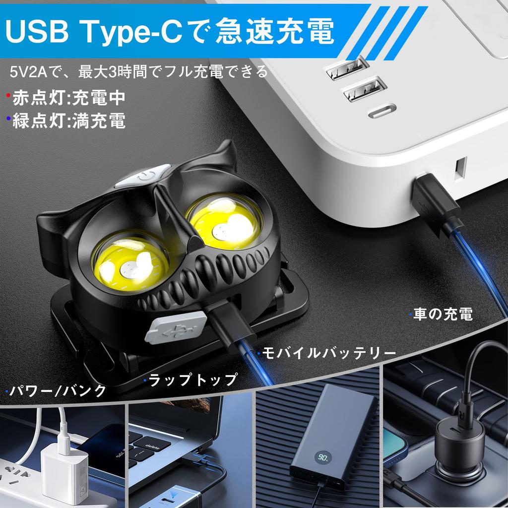 Skylla LED USB Neue Helle LED Outdoor Stirnlampe mit Einstellbarem Lichtstrahl 10 Stunden Kontinuierliche Stirnlampe mit Batteriestandsanzeige Wasserdicht und Ideal für die Nacht