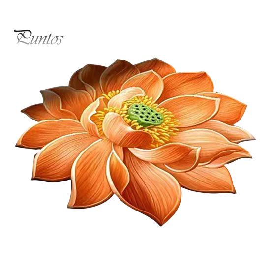 Child Safe Floor Mat 3D Lotus Realistic Flower Living Room Rug Shape Anti-Slip Area for Kitchen Bedroom Bathroom Playroom