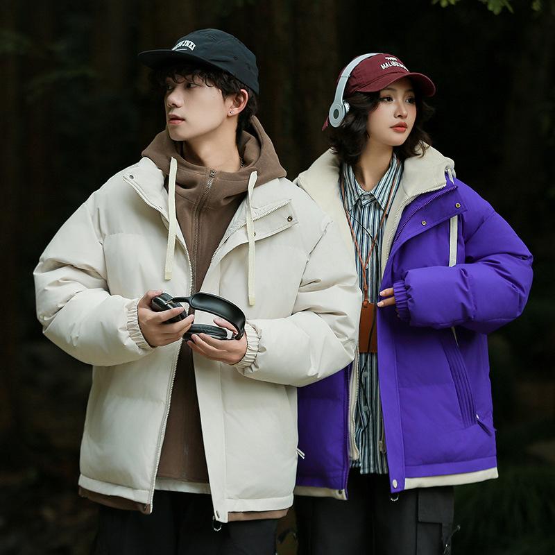 Quality 2025 Autumn and Winter New Cotton-padded Clothes Men's Casual Versatile Thickened Couples Hooded Fake Two-piece Cotton Jacket Tide