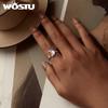 WOSTU 925 Sterling Silver Moon Star Open Ring For Women Rainbow Moonstone Zircon Adjustable Rings Lovely Party Jewelry Gift New