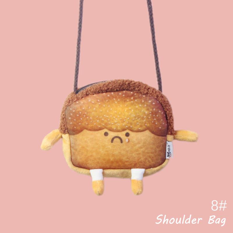 Market-6 Schattige cartoon brood toast pluche schoudertas portemonnee kaarthouder dames casual schattige cartoon handtas opbergtas crossbody tas