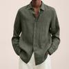 Diseñador Primavera Verano Hombres Casual Algodón Lino Color Sólido Camisas de manga larga Camisas sueltas