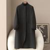 Women's Long Double-Faced Wool Coat: Round Neck, Slim Fit, 30% Cashmere, High-End Spring/Autumn Style