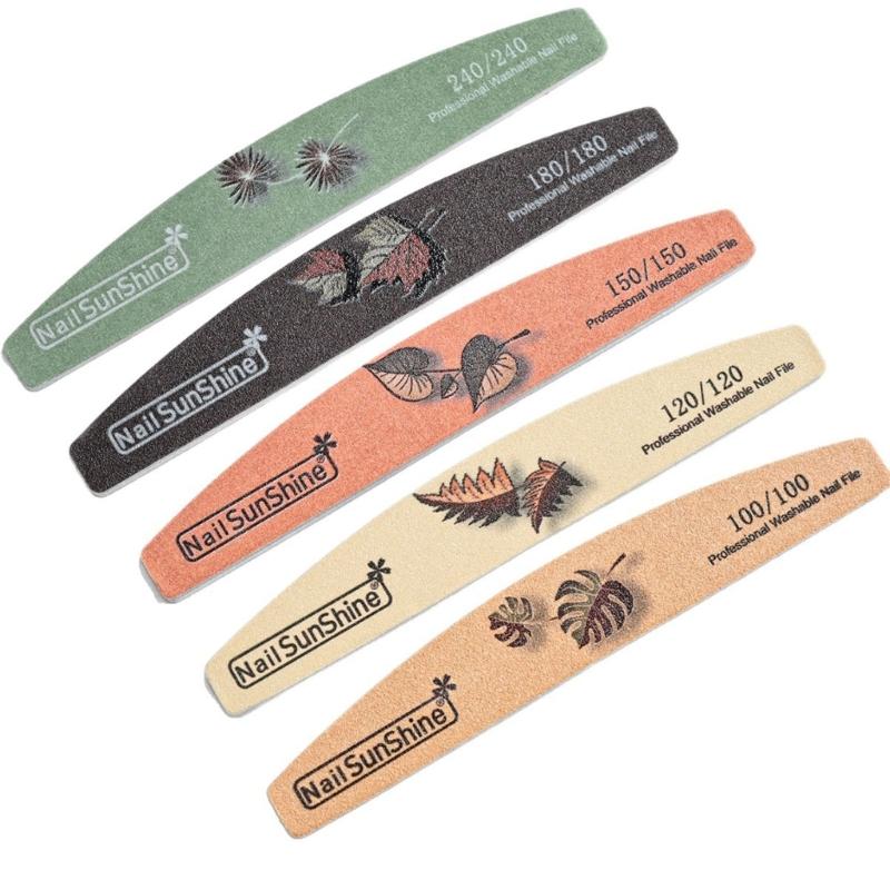 Double Sided Nail Files for Manicure and Nail Art with Half Moon Shape Emery Boards for Smooth Filing Polishing