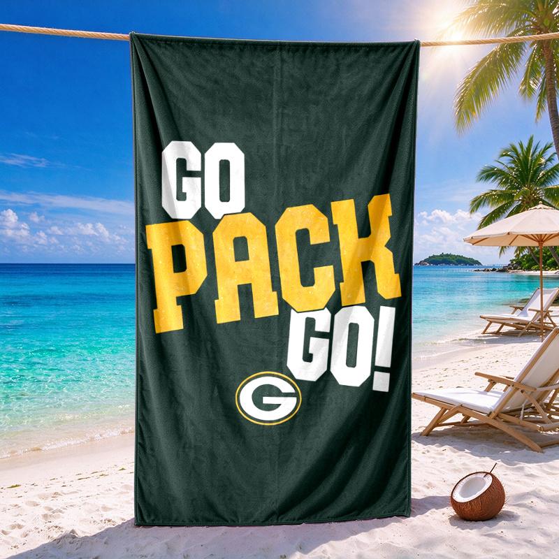 Green Bay Packers Quick-drying soft and absorbent beach towel—perfect for beach trips swimming outdoor camping and travel an essential beach item