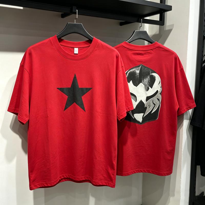 Chest Fivepointed Star Printed Tshirt Men Women Cotton Loose Casual Short Sleeve Tshirt Mens Tshirts Summer Mens Clothing