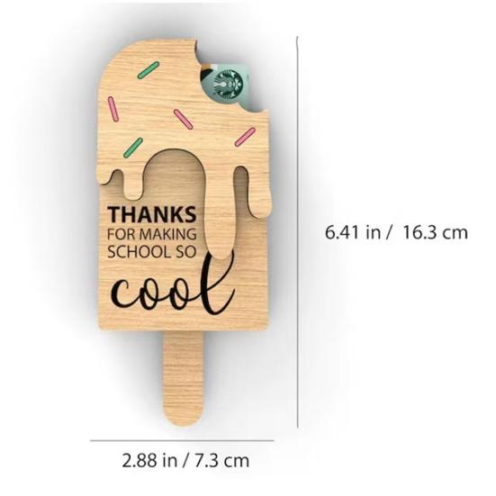 Graduation Card Holder Smooth Edge Burr Free Ice Cream Shaped Wooden Gift Card Organizer Teacher Appreciation Gift