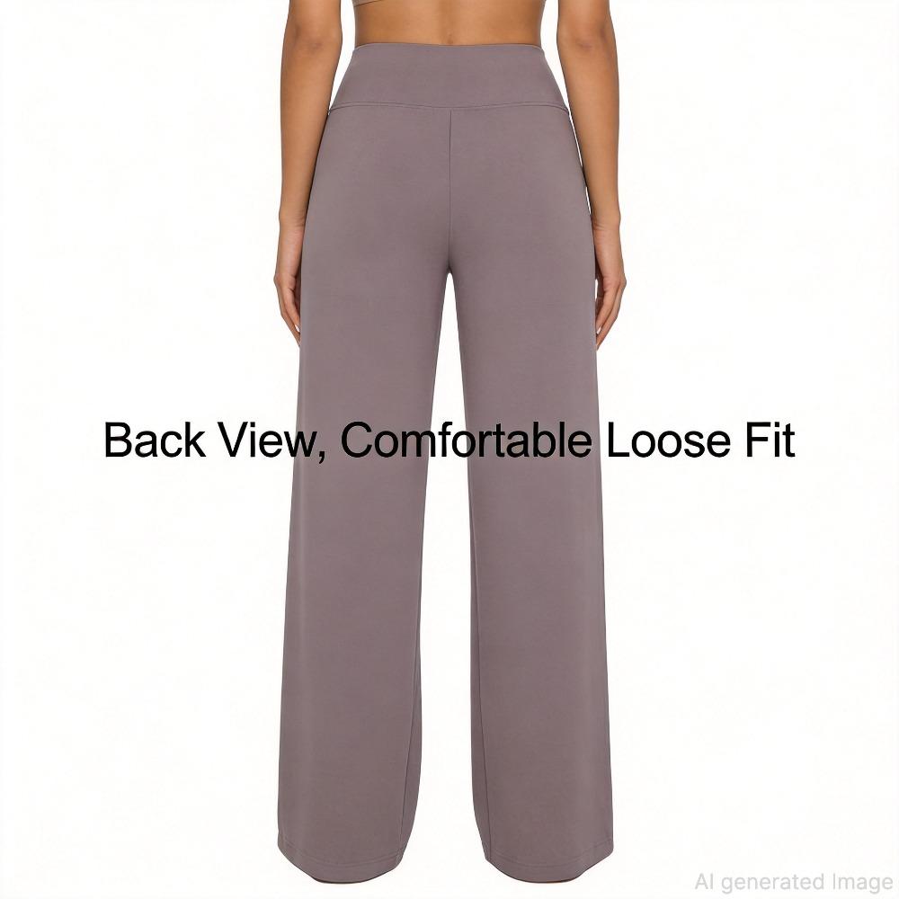 Pantaloni Casual a Vita Alta Gamba Dritta Tasche Ampie Pantaloni Yoga Donna Vestibilità Rilassata Pantaloni Sportivi