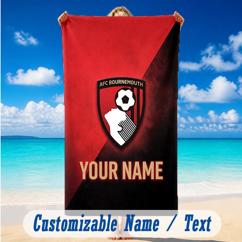 Beach Towel Custom Name Text, Quick Dry Large Towel For Beach HomeBournemouth Football