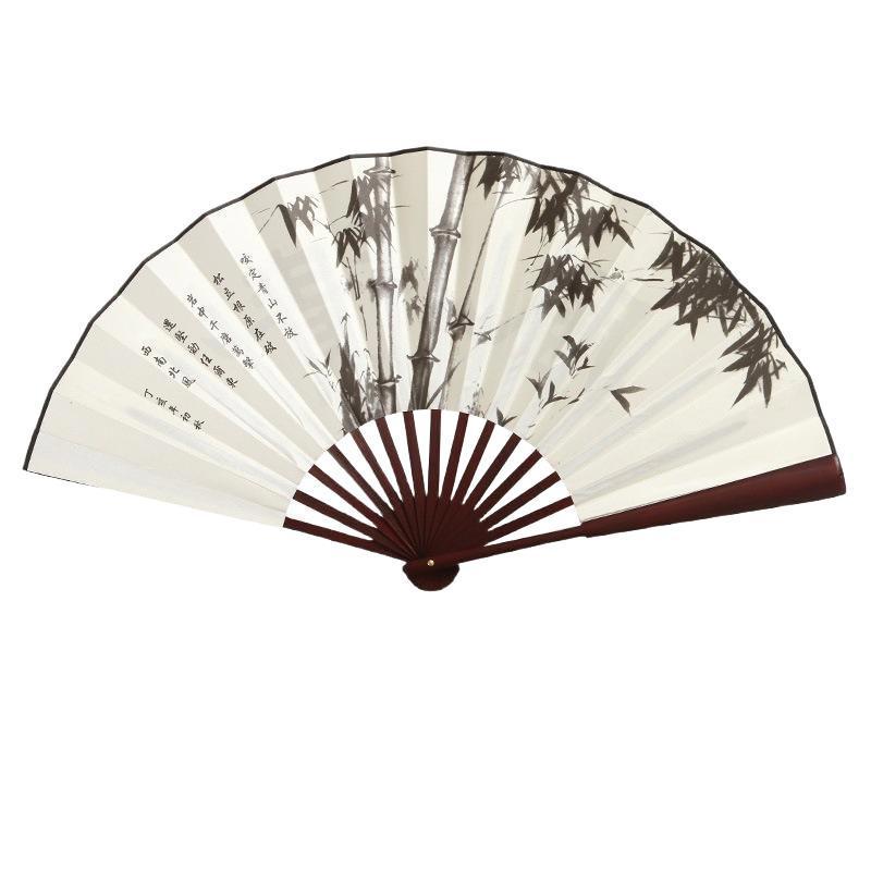 Men's Ancient Style Hanfu Bamboo Folding Fan - Silk Xuan Paper Summer Fan