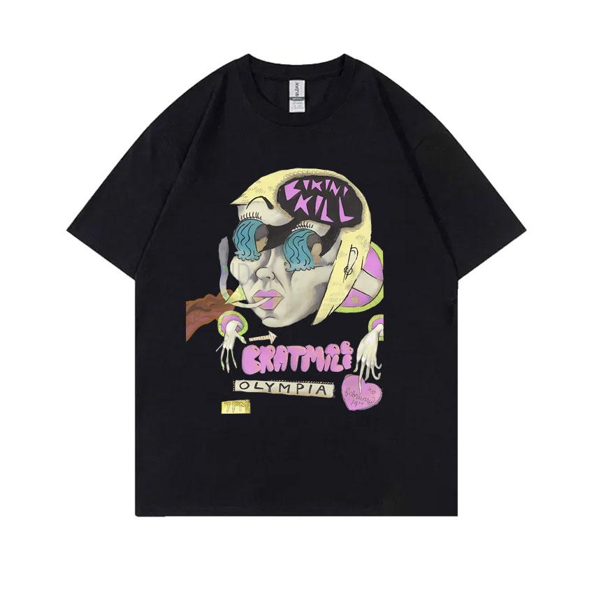 Панк-рок группа Bikini Kill Bratmobile Тур Олимпия Футболки Riot Grrrl Кэтлин Ханна Футболка Мужская Повседневная Свободная Футболка M