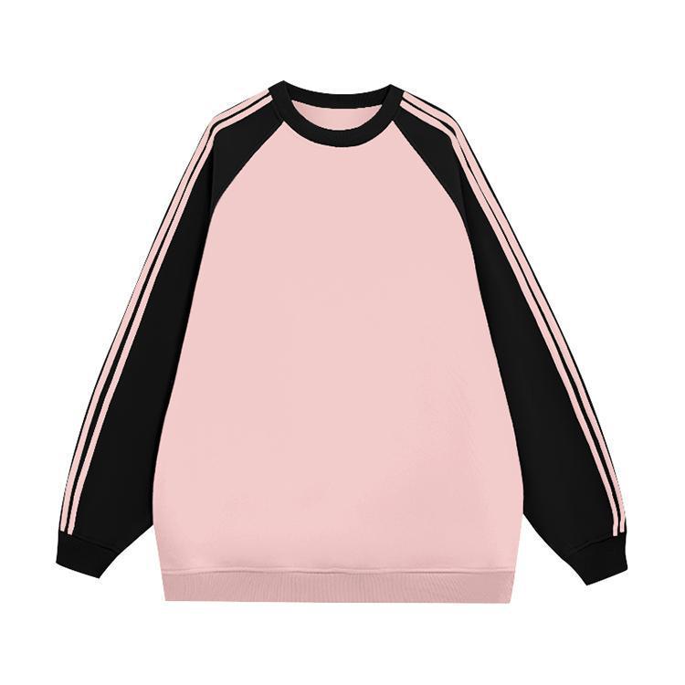 Sweat-shirt pour femme color-block doublé polaire: Manche longue raglan ample, col rond, parfait pour l'automne et l'hiver.