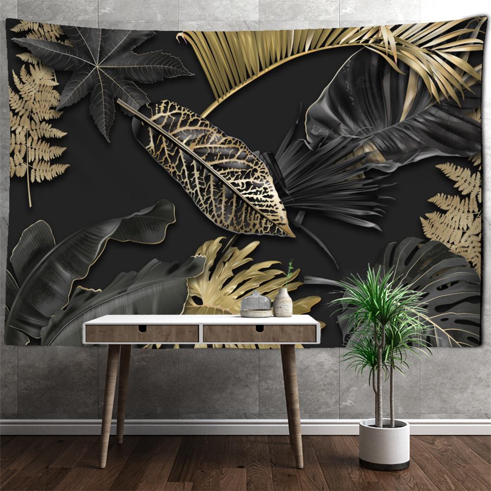 Ins Pflanze Blatt Tapisserie Gold Blatt Wandbehang Blatt Strand Handtuch Yoga Matte Schlafzimmer Zimmer Ästhetische Dekoration Wohnkultur