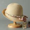 Simple Pastoral Flower Bow Streamer Straw Hat Children Spring and Summer Seaside Travel Sun Protection Big Eaves Elegant Pot Hat