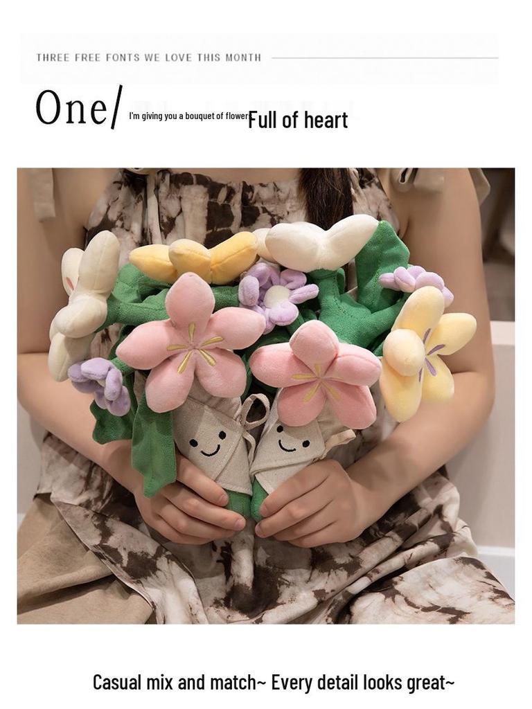 JC Handheld Plush Flower Doll Bouquet for Proposals, Confessions, Weddings, and Parties