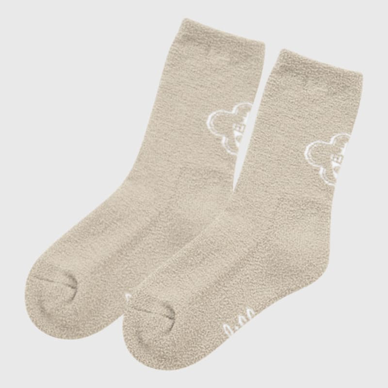 LIKK Non-Slip Jacquard Logo Middle Socks (Beige)_L3D1-SC04K