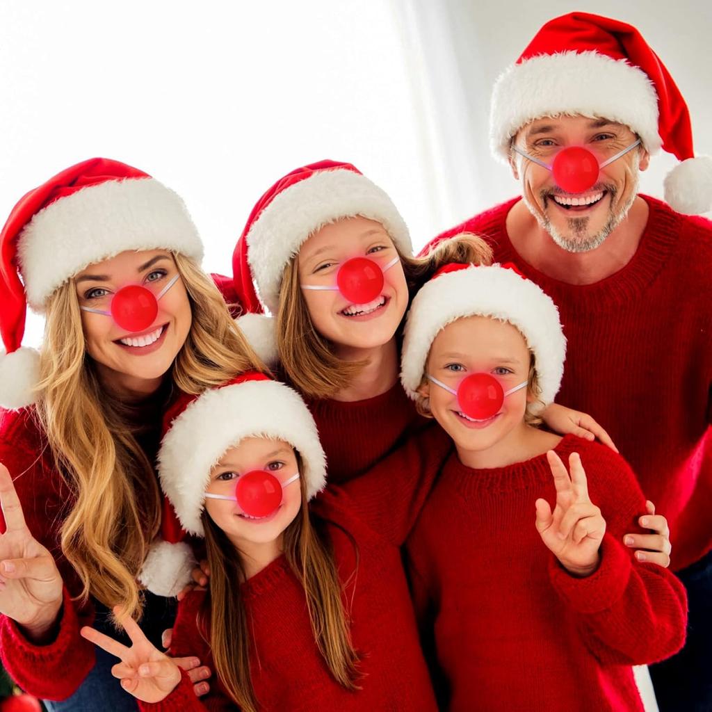 1/3/5 szt. Świecące Plastikowe Czerwone Nosa Rozświetlane Nosy Klauna Akcesoria Przebraniowe Artykuły do Występów Scenicznych na Halloween Boże Narodzenie