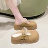Fashion Bow Platform Flats Women Slippers Fashion String Bead Slingback Shoes Dress Woman Mules Shoes 2025 Summer Casual Mujer Zapatos