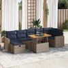 VidaXL Garden Lounge Set 8pcs with Brown Cushions Wicker Acacia, Outdoor Sofa Set, Garden Furniture, 3328013