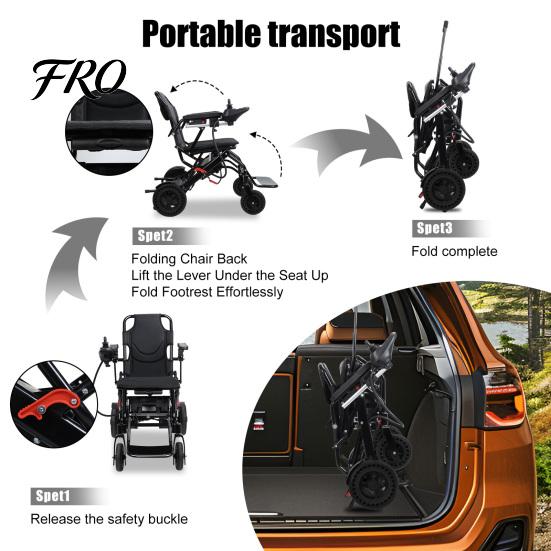 Leichte faltbare Elektrorollstühle für Erwachsene Rollstuhl, Rollstuhl für Erwachsene, Motorisiert tragbar mit 500W Motoren, 12 Meilen (UK-Steckdose) Erwachsene
