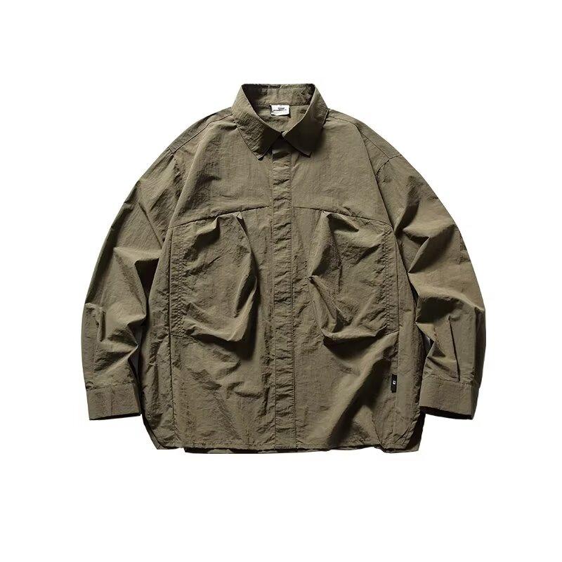 Workwear Shirt Men's Japanese-Style Retro Shirt Outerwear Top Youth Trendy Early Autumn Thin Loose Casual Jacket