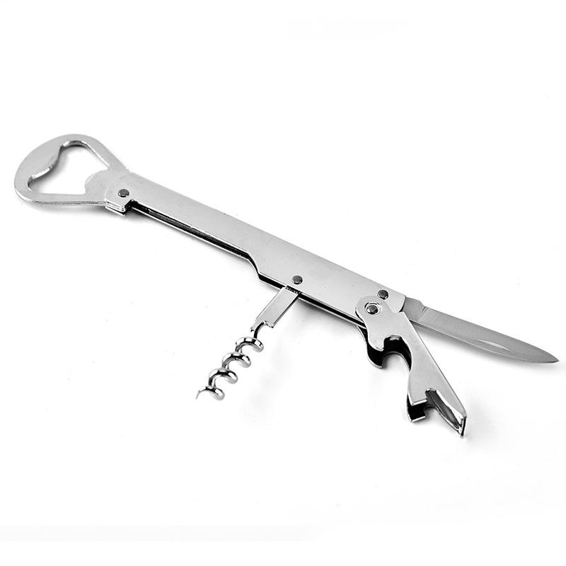 Multifunctional Stainless Steel Wine Corkscrew with Knife, Beer Bottle Opener, Can Opener