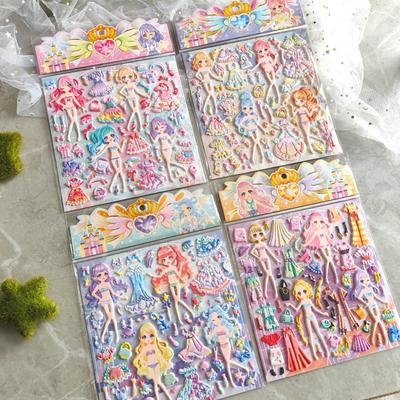 Großformatige Prinzessinnen-Verkleidungsaufkleber für Mädchen (4 Stile) Wiederverwendbare Klebeaufkleber für Notizbücher BulingBulingStickers Store