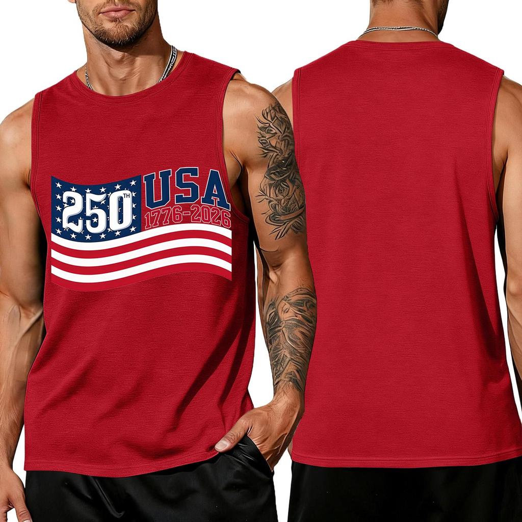 Men's Sleeveless Tank Top Loose Fit Casual Summer Daily Wear Printed Sleeveless Shirt Lightweight Breathable Fabric