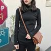 Autumn and Winter New Semi-turtleneck Bottoming Shirt Women's Slim and Thin Velvet Solid Color Long-sleeved T-shirt with Thickened Top
