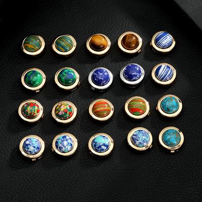 10Styles New Stone Pattern Button Cover Clasp Funny Shirt Glass Cabochon Art Picture Cufflinks