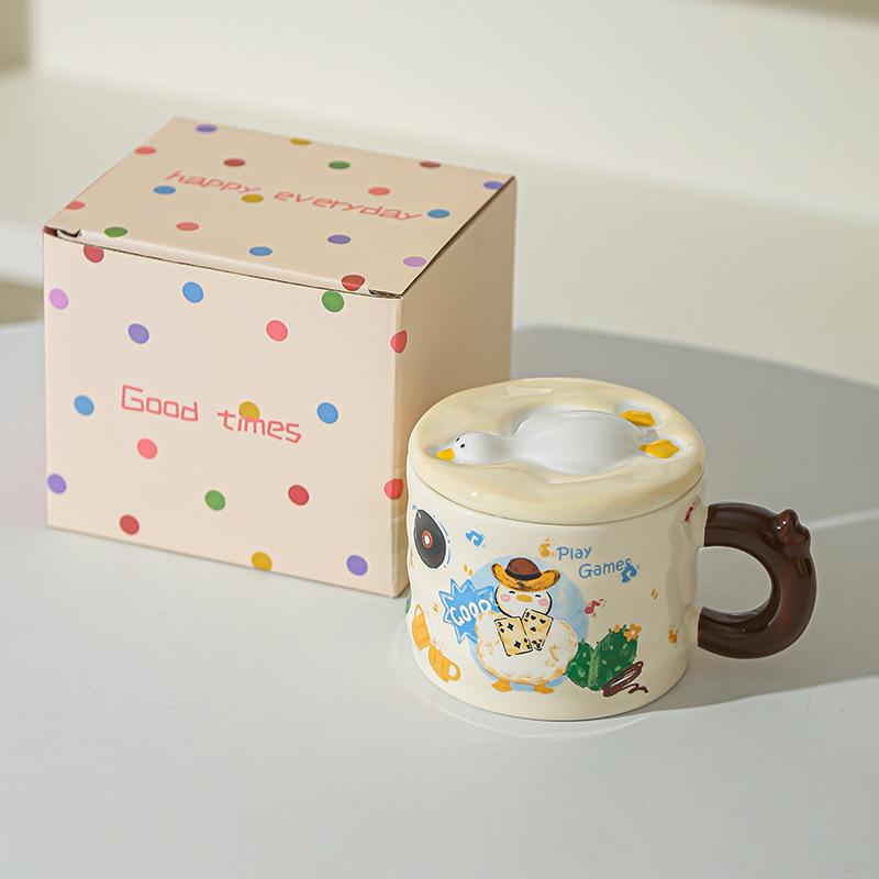 High Looking Retro Cup Artistic Sense of Ceramic Mug Birthday Gift for Girls Best Friend Souvenir Gift Box