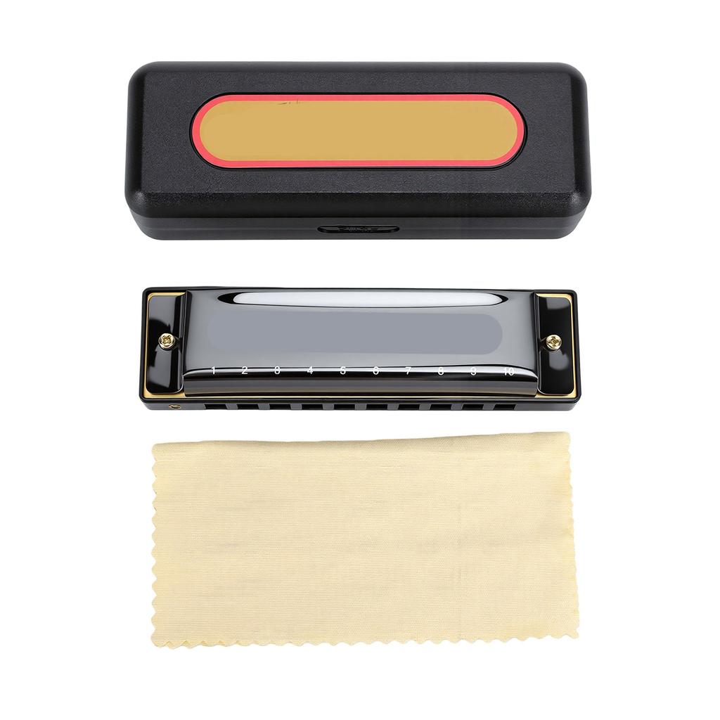 10 Hole C Key Harmonica Blues Portable Harmonica Musical Instrument for Beginners Adults Kids Black