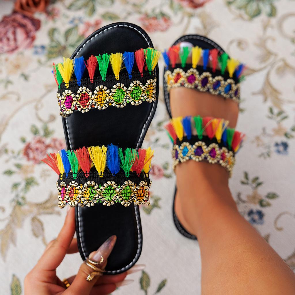 Fashion 2025 New Women Slippers Casual Comfortable Beach Slippers Bohemia Style Flat Shoes Ladies Outdoor Fashion Sandals Slides Women