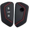 Key Fob Cover Silicone Key Case Protective Sleeve Remote Accessories Compatible with VW Volkswagen MK8 Golf 8 GTI Skoda Octavia 3 Button Car Key