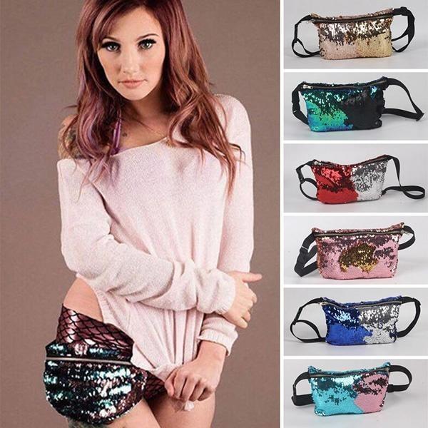 Stylish Mermaid Two-tone Sequin Women's Bag With Unique Storage For Essentials