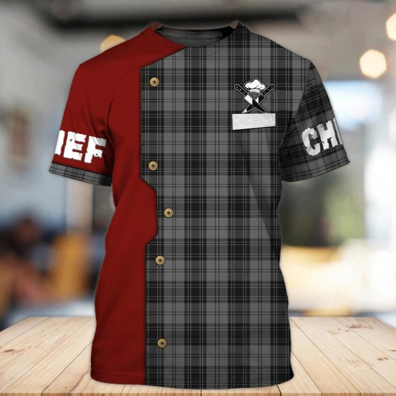 Chef Uniform Pattern T Shirt For Men Chef's Knife 3D Printed Tees Summer Harajuku Short Sleeve Loose Street Tops Sport T-shirts