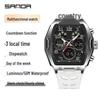 SANDA Youth Barrel-Shaped Sports Watch: Stylish, Multifunctional, Waterproof, and Countdown Features.