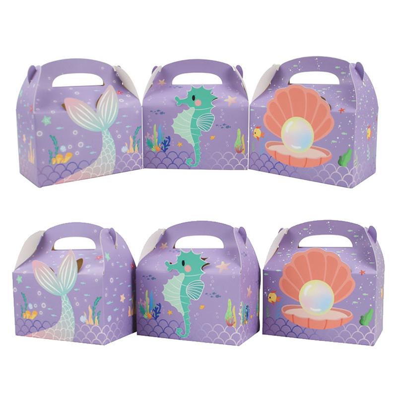 3pcs Holiday Gift Box Mermaid And Seashell Underwater World Party Gift Box Candy Box Summer Handheld Gift Box