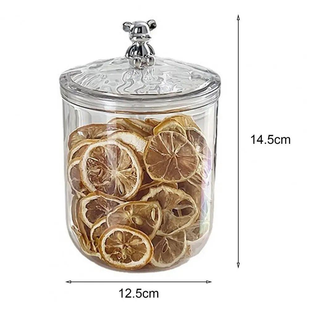 1Pcs with Bear Handle Sealed Jar Home Kitchen Dry Goods Container Durable Plastic Storage Box