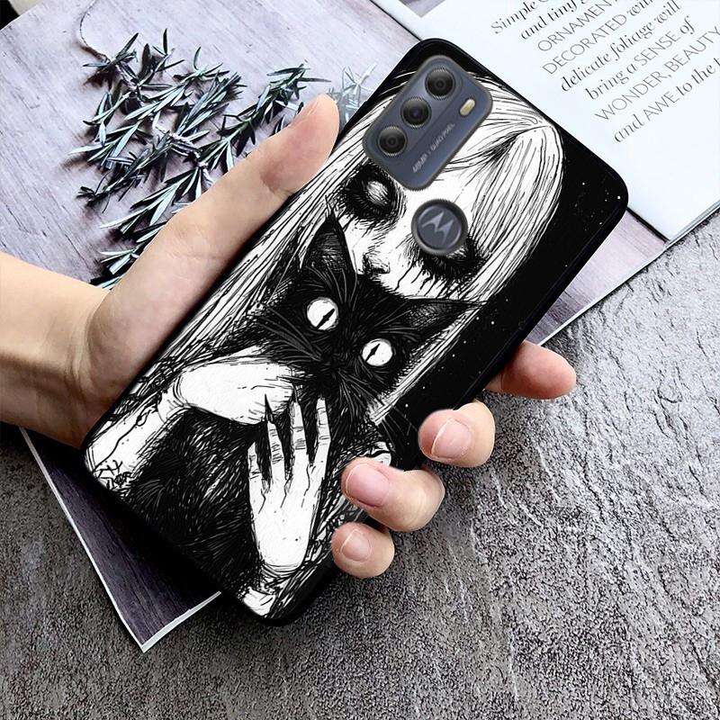 Black Cat Art Phone Case For Moto G86 G85 G75 G15 G05 G56 G72 G53 G54 G84 G60 G31 G32 G24 G 5G G Play