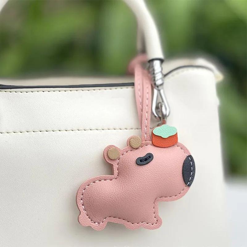 New Guinea Pig Bag Pendants Cute Guinea Pig Shape Keychain Accessories Fashion Versatile Trendy Gifts Leather Material Pendants