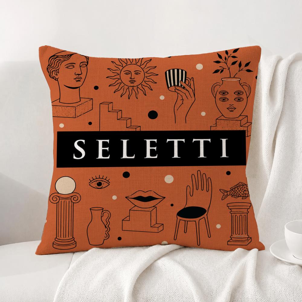Brand Seletti Cushion Cover Natural Linen Pillowcase Set AllinOne Decor Cushion Cover for Sofa Bedroom Chair