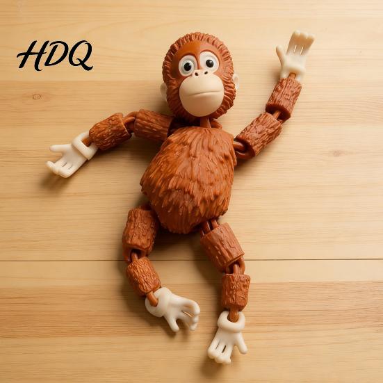 PLA Material Monkey Figure Articulated Figurine with Movable Joints 3D Printed Cute Realistic Design