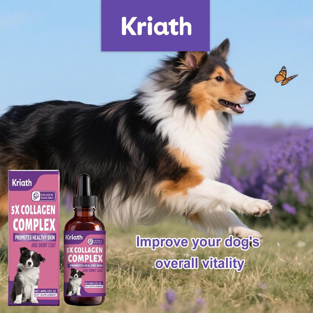 Kriath Dog Collagen Drops 60ml - Gentle Formula, Suitable for Dog Joint and Cartilage Health, Hair and Skin Care Supplement