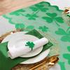 St. Patrick's Day Table Runner Tablecloth Irish Clover Embroidered Tablecloth Topper Dresser Scarf