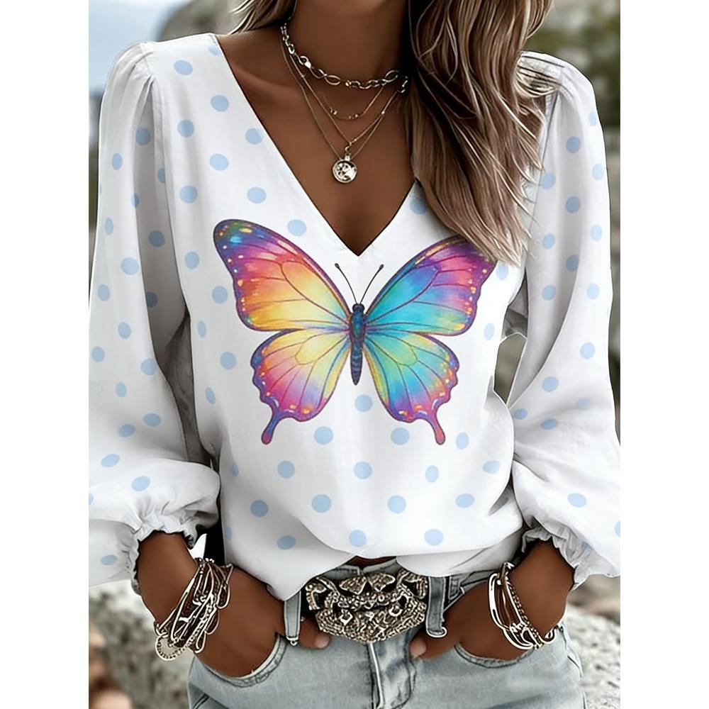 

Ladies loose belted sleeve printed shirt, perfect gift for festivals, fashionable women s clothing, suitable for outdoor gatherings XXL