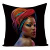Fashion African Girl Lady Oil Painting Black Women Home Art Decoration Sofa Throw Pillow Case Polyester Cushion Cover