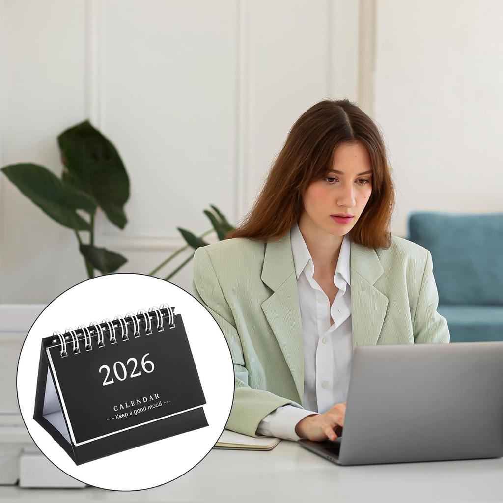 2 Pcs Small Desk Calendar 2026 Mini Desk Calendar July 2025 to Dec 2026 Standing Flip Small Desks Calendars 250 GSM Thick Paper Twin-Wire Binding for