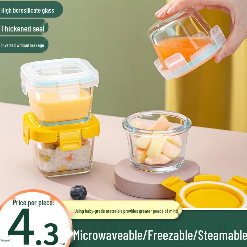 Infant Glass Food Storage Bowl with Lid – Ideal for Egg Custard & Rice Portions